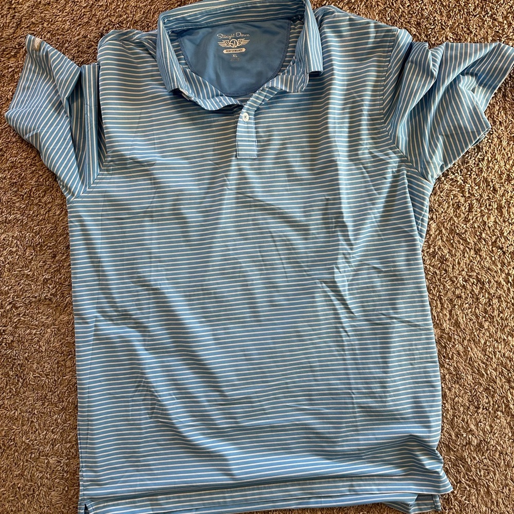 Straight Down Blue Striped Polo Shirt